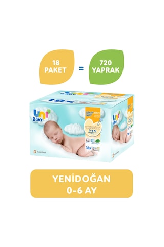 Uni Baby Yenidoğan Islak Havlu Mendil 18 x 40'lı