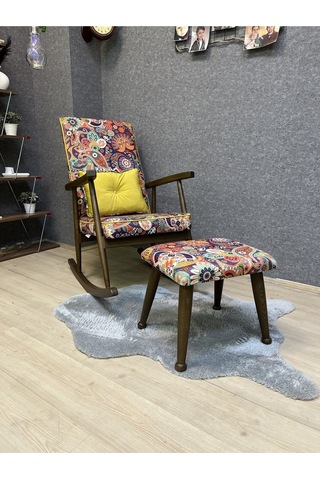 Asedia Trend Ceviz Retro Sallanan Sandalye Koltuk