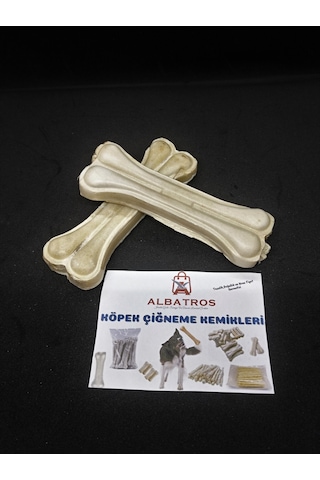 Albatros Beyaz Pres Köpek Çiğneme Kemiği 2'li 12 CM