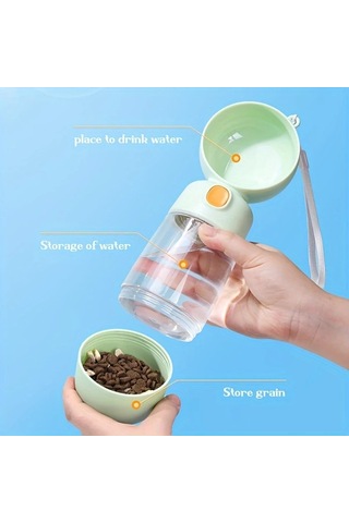 Willowhaven Yeşil 2si 1 Arada Taşınabilir Köpek Su Şişesi Yem Kabı Sızdırmaz Seyahat