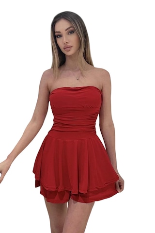 Kadın Straplez Elbise Kırmızı