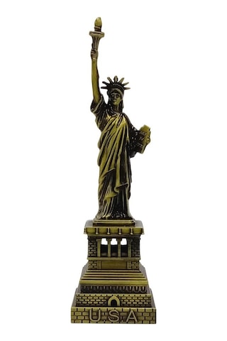 Vintage Metal Usa Özgürlük Heykeli Biblo Antik Bronz 15 Cm
