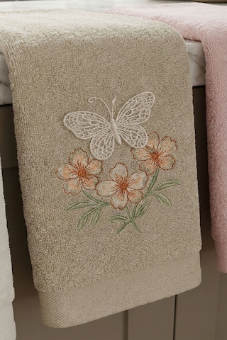 %100 Pamuklu 3'lü Mutfak Havlusu Seti Kelebek Aplikeli Ve Çiçek Nakışlı 30x50 Cm Çok Renkli