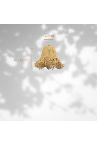 Rafya Hasır El Yapımı Bohem Tasarım Orta Boy Sarkıt Avize 1 Adet Diğer