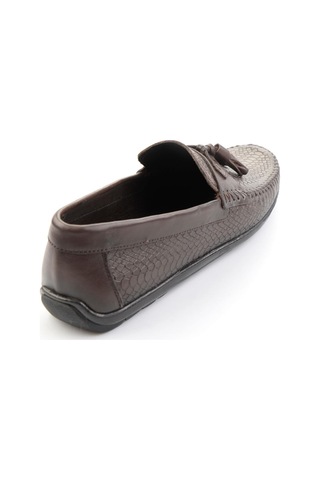 Kahve Baskılı Hakiki Deri Erkek Loafer Ayakkabı E01697032503 Kahve