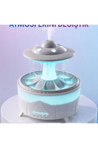Rgb Işıklı Yağmur Efektli Hava Nemlendirici 350 Ml Sessiz Çalışma Uzaktan Kumanda