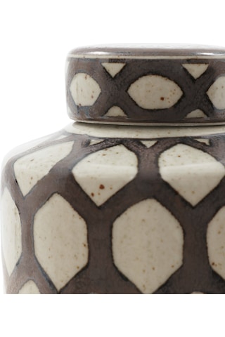 Yargıcı Geometrik Desenli Seramik Kapaklı Vazo 12x19 Cm 26ynha1112m St