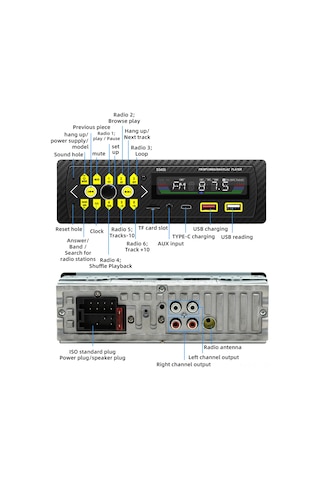 Skycity Araç Mp3 Çalar Bluetooth 5.0免提 Usb/sd Kart Destekli 60w 4 Güçlü Fm Radyo Çift Usb Arabaya Entegre Müzik Sistemi