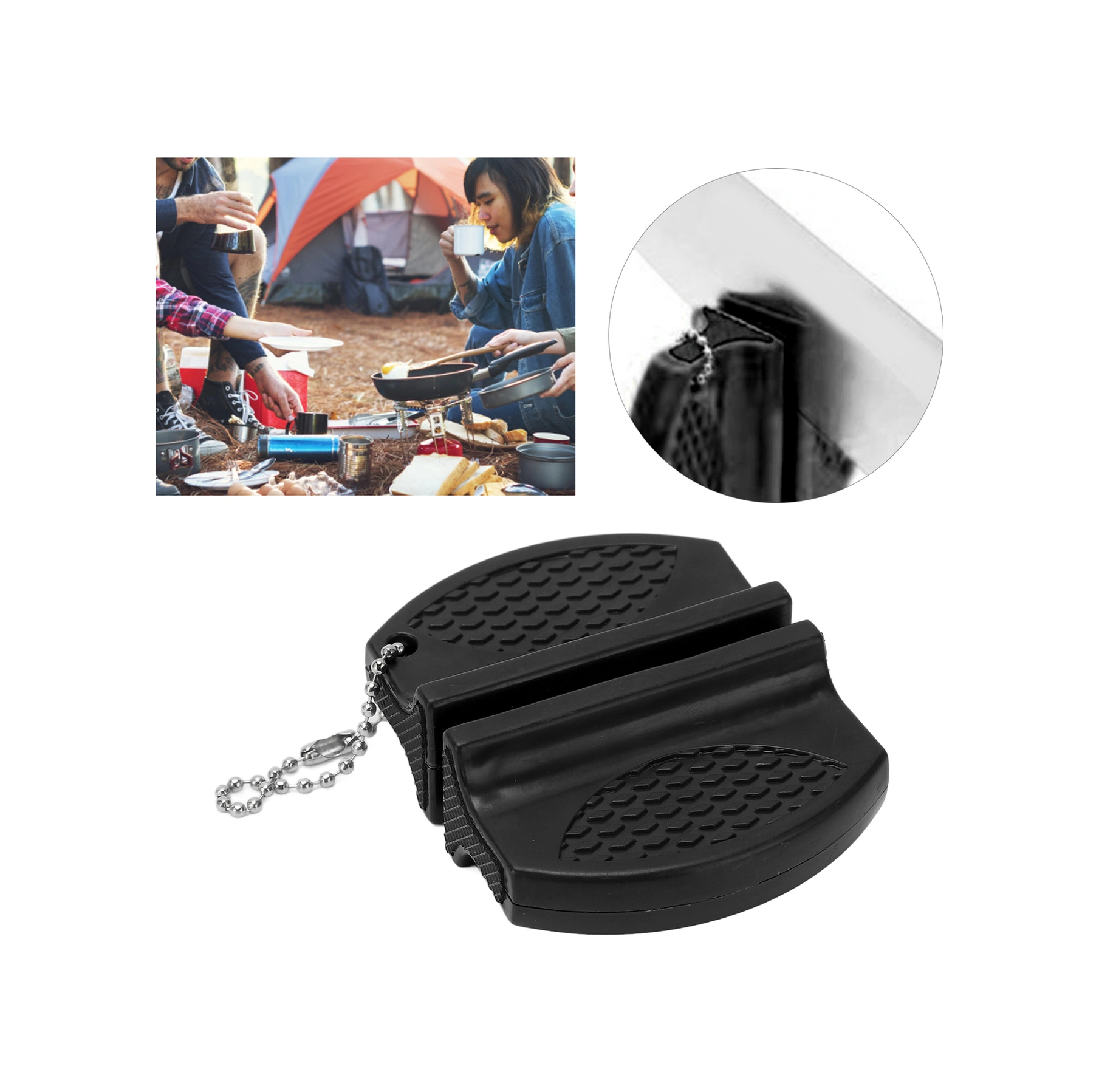 Shineyee Taşınabilir Mini Bıçak Taslağı - İki Yönlü Carbide Ve Seramik Uçaklı, Kaymazsız Kollü, Dış Mekan Ve Mutfak İçin Siyah