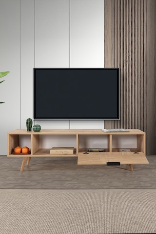 3642 Venüs 160 Cm Ahşap Ayaklı , Metal Kulplu Tv Ünitesi , Safir , Tv Sehpası , Salon Safir