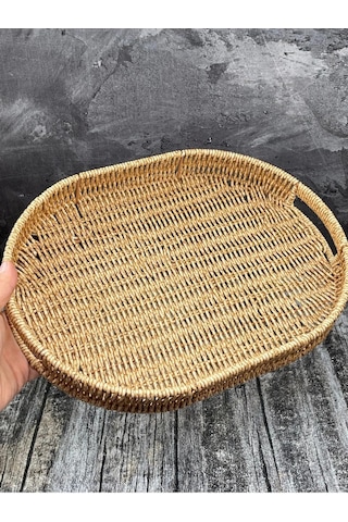 Orta Boy Oval Hasır Tepsi Servis Sunum Tepsisi Organizer Düzenley
