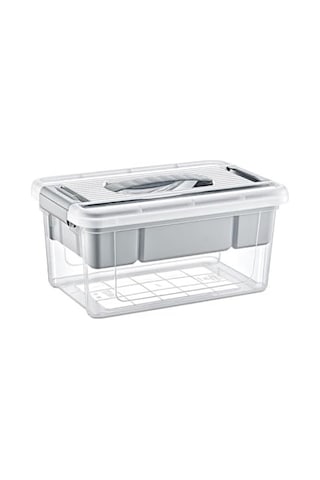 Bölmeli Ve Katlı Plastik Organizer Makyaj Düzenleyici Kilitli Takım Sandığı Organizer Kutu, Taşıma Kulplu Çok Amaçlı Düzenleyici, Katlı Saklama Kutusu Asorti Renk 9 Litre Açık Ahşap