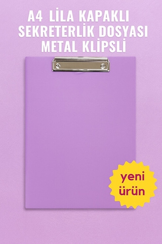 A4 Lila Kapaklı Sekreterlik Dosyası Metal Klipsli