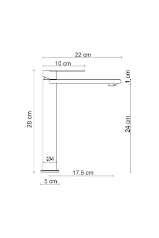 Fontana FJ-SS1025 Yüksek Lavabo Bataryası Mat Siyah