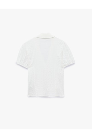 Koton V Yaka Balon Kollu Viskon Slim Fit Gömlek Kırık Beyaz 6sal60236ıw Ekru