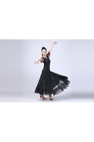 Didadodo Bosphorusboutique Sones Pullu Çiçek Salıncak Modern Dans Eteği Kahramanlık Eteği Siyah Kk Siyah Siyah