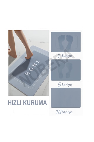Nobera 2'li Ultra Emici Kaymaz Banyo Paspası Seti 40x60 Cm & 40x120 Cm Gri