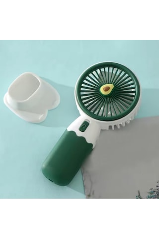 Şarjlı Mini El Fanı Ve Masaüstü Fanı, Yüksek Hızlı Vantilatör, Güçlü Pervaneli Fan Renkli Meyve Desenli, - Avokado