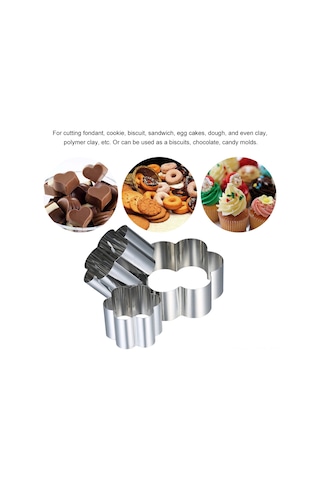 Ximistore9 430 Çelik 3'lü Kalıp Seti: Kurabiye, Pasta Ve Yumurta Şekillendirici - Çiçek, Kare, Kalp, Daire, Beşgen Şekilleri Diğer