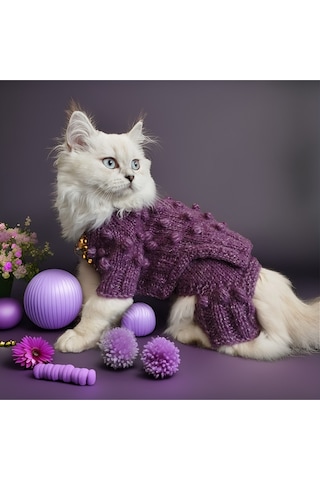 Kedi Ve Köpek İçin Pantolon, Hırka Ve Çanta'dan Oluşan Yün Takım