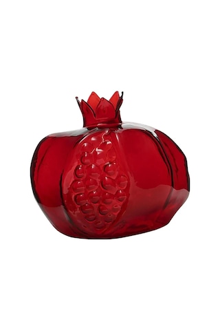 Skycity Burgundy Cam Nar Şekilli Vazo - Masaüstü Su Bitkileri, Yapay Çiçekler İçin Dekoratif, Sabit Tabanlı, 10x10cm