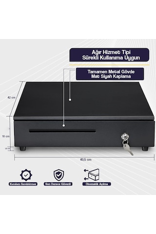 Staxx Prk4141 Çelik Elektronik Para Çekmecesi 5 Banknot Ve 5 Madeni Para Gözlü Kasa Sistemi 41x41cm