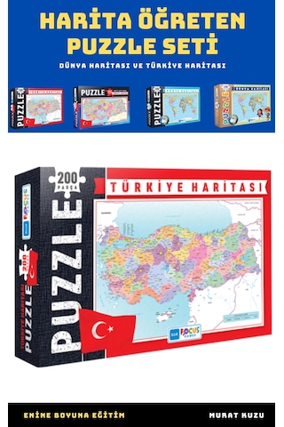 Harita Öğreten Puzzle Seti (4 Süper Kutu)
