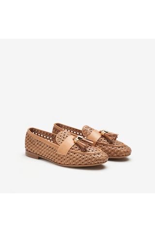 Cookıebutter Klasik Ayakkabı Kadın 95v6 Frau Woven Leather Loafers Wıth Tassels Kahverengi