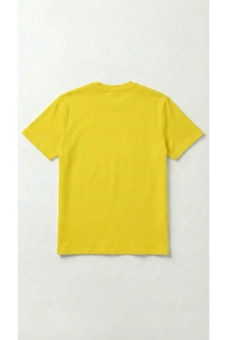 Unisex Düz Renk Bisiklet Yaka Basic Tişört Sari