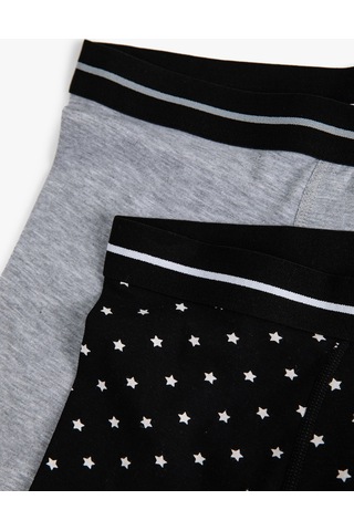 Koton 2'Li Boxer Seti Uzay Baskılı Pamuklu Siyah Desenli 3Slm90044Mk 3Slm90044Mk25G