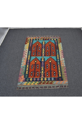 Zehra Abla Halı Yeni El Dokuma Kemaliye Horasan Türkmenleri Çatal Kapılı Yün Kilim 6994 Çok Renkli