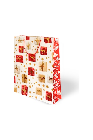 Yılbaşı Temalı Lüks Karton Çanta Varak Baskılı 31x40 1 Adet