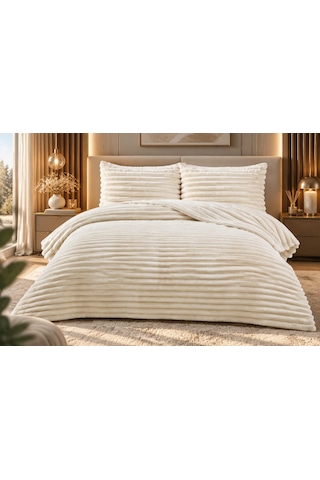 Eternity Lux Wellsoft Peluş Yatak Örtüsü Takımı Çizgili Kabartmalı Ultra Yumuşak 230x250 Krem Eternity Lux Wellsoft Peluş Yatak Örtüsü Takımı Çizgili Kabartmalı Ultra Yumuşak 230x250 Krem