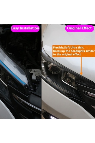 Cbtx 2 Adet 45cm Ultra İnce Araba Drl Esnek Led Şerit Gündüz Çalışan Işık Dönüş Sinyali Işığı Buz Mavisi - Sarı