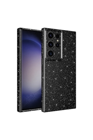 Zore Samsung Galaxy Uyumlu S23 Ultra Kılıf Kamera Korumalı Simli Lüks Omsy Koton Kapak - Gümüş