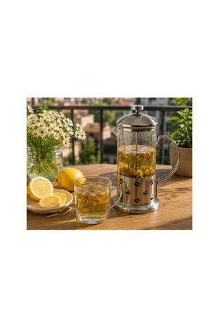 350 Ml French Press Cam Gövdeli Paslanmaz Çelik Filtreli Kahve Ve Bitki Çayı Demleme Presi Gümüş