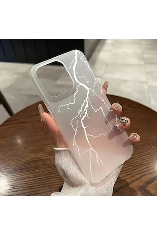 Fochsia iPhone Uyumlu 11 Pro Max Mat Yarı Saydam Yıldırım Desenli Silikon Kılıf