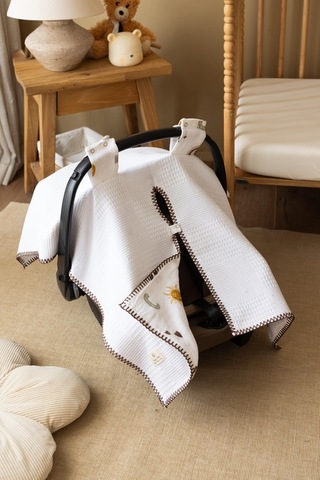 Lizayn Home Pamuklu Çift Taraflı Müslin Puset Örtüsü Beyaz