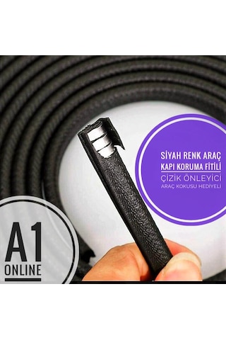 Siyah Renk Araç Kapı Koruma Fitili Kapı Çarpma Çizik Önleyici N11.4172