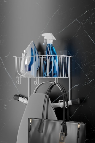 Teknotel Yapışkanlı Ütü Masası Ve Ütü Askısı Organizeri, Düzenleyici, Banyo Rafı Beyaz Mg112 Beyaz