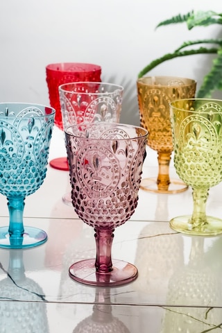 Kadeh & Su Meşrubat Kahve Yanı Bardağı Akrilik Renkli 6'Lı  450 ML ( Cam Değildir )