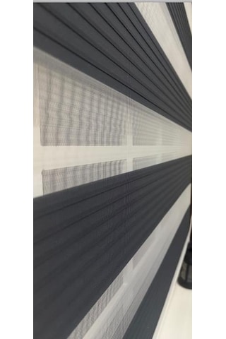 Pileli Antrasit Zebra Stor Kaliteli Güneşlik Perde Stb-131 Gri