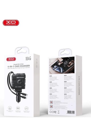 104w Dahili Type-c Ve Lightning Kablolu Usb-a & Usb-c Çıkışlı Dijital Göstergeli Araç İçi Şarj Aleti