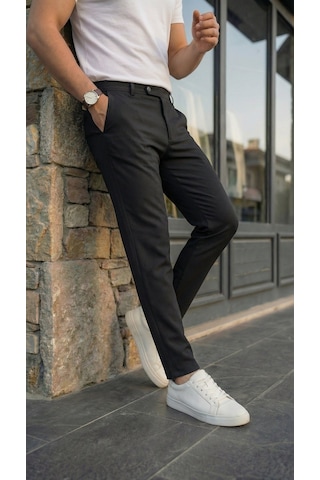 Rkm Ticaret Erkek Slim Fit Dilli Kumaş Pantolon Siyah