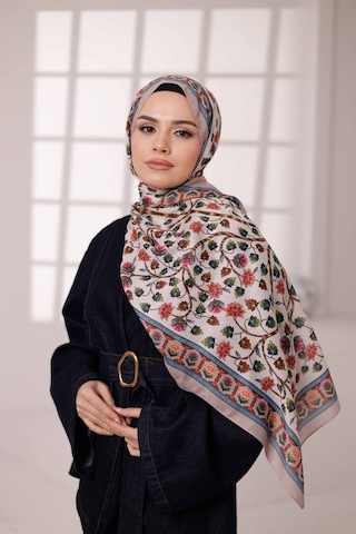 Mimiyum Alya Desen Soft Şal Bej