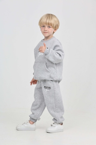 Toontoy Kids Toontoy Erkek Çocuk Posıtıve Baskılı Eşofman Takım Gri Melanj
