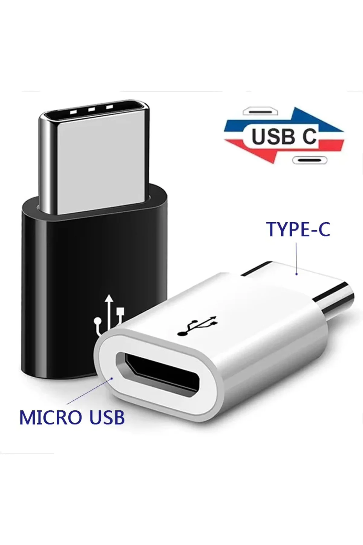 3 Adet Micro To Type-c Usb Dönüştürücü Otg Çevirici Adaptör Şarj Kablosu Adapteri Beyaz 1