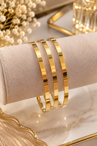 Kibrit Çöpü Ajda Bilezik Çelik 3'lü Gold