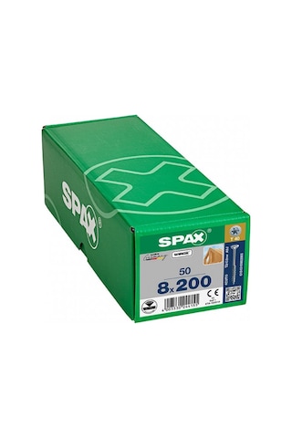 Ahşap Konstrüksiyon Vidası, 8 x 200 mm, 50 Adet, Yarım Dişli, Hav