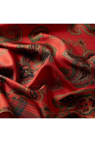 İpekevi Twill İpek Eşarp - Patchwork Desenli - Osmanlı Kırmızısı Osmanlı Kırmızısı